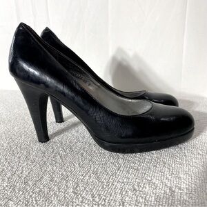 Vintage Laura Brandon Black Patent Leather Round Toe Pumps Heels 9